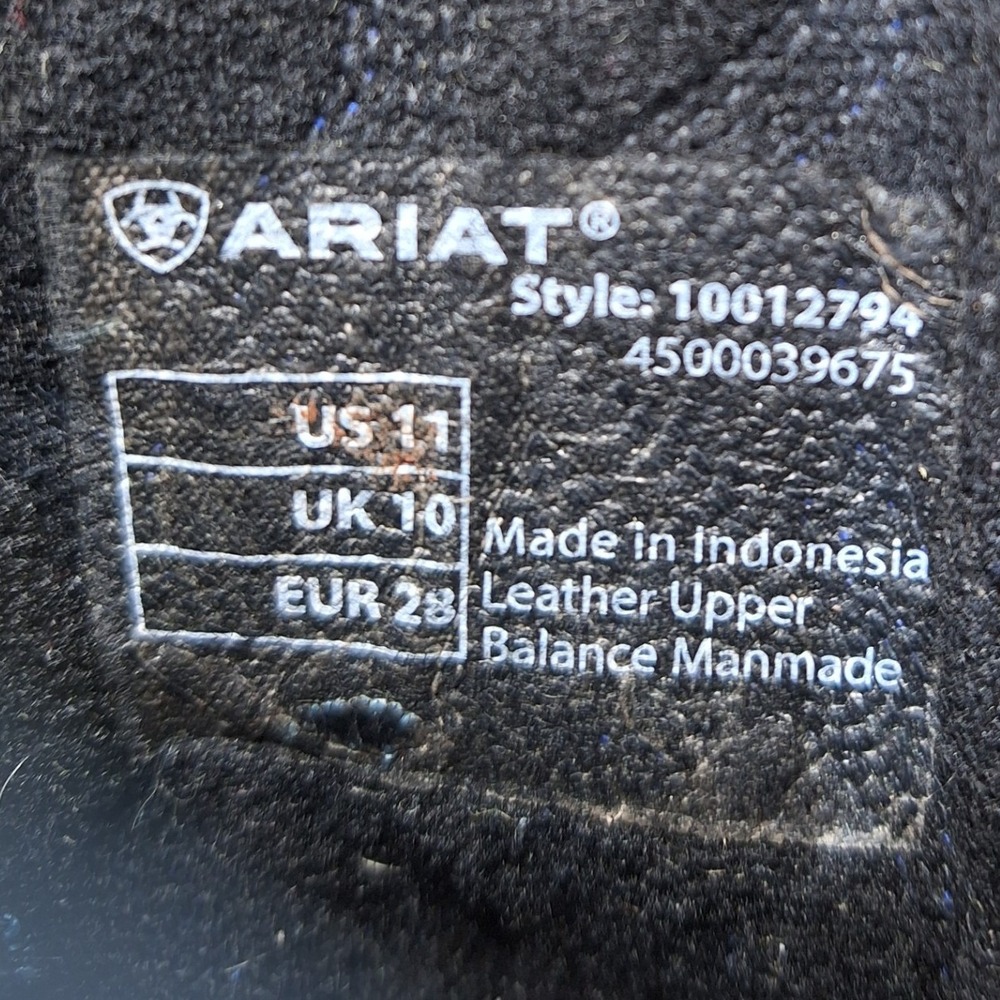 Ariat Toddler 11 Brown Leather Square Toe Western Cowboy Boots Black Blue Stitch - Picture 9 of 9